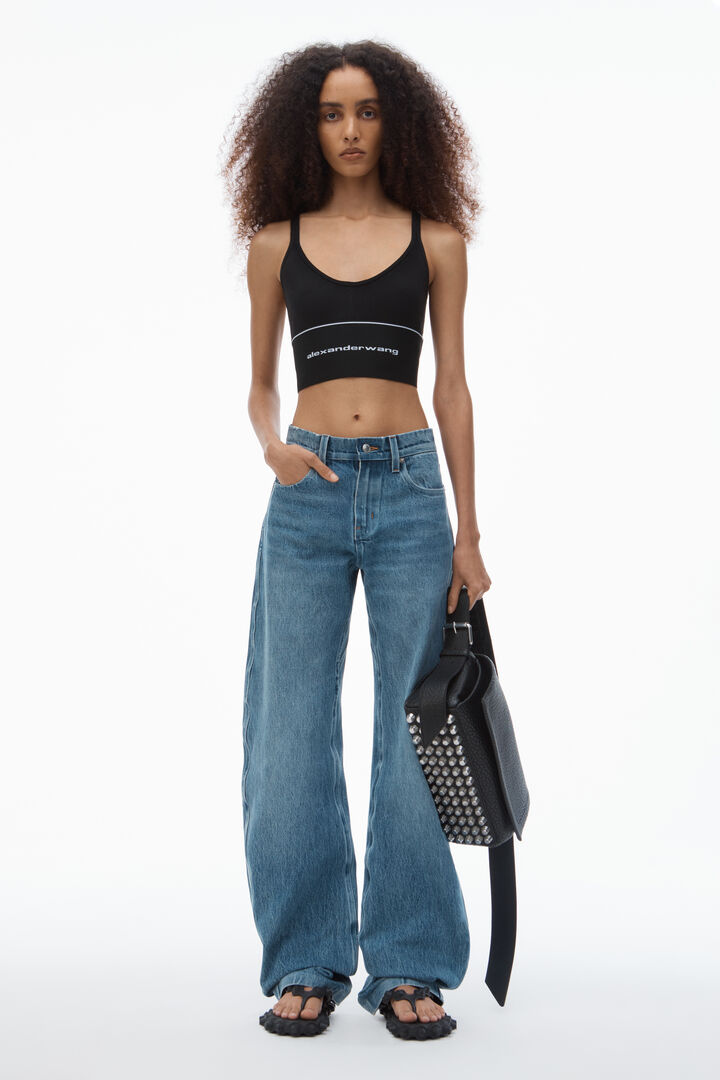 Cropped sports bra or fitted tank top