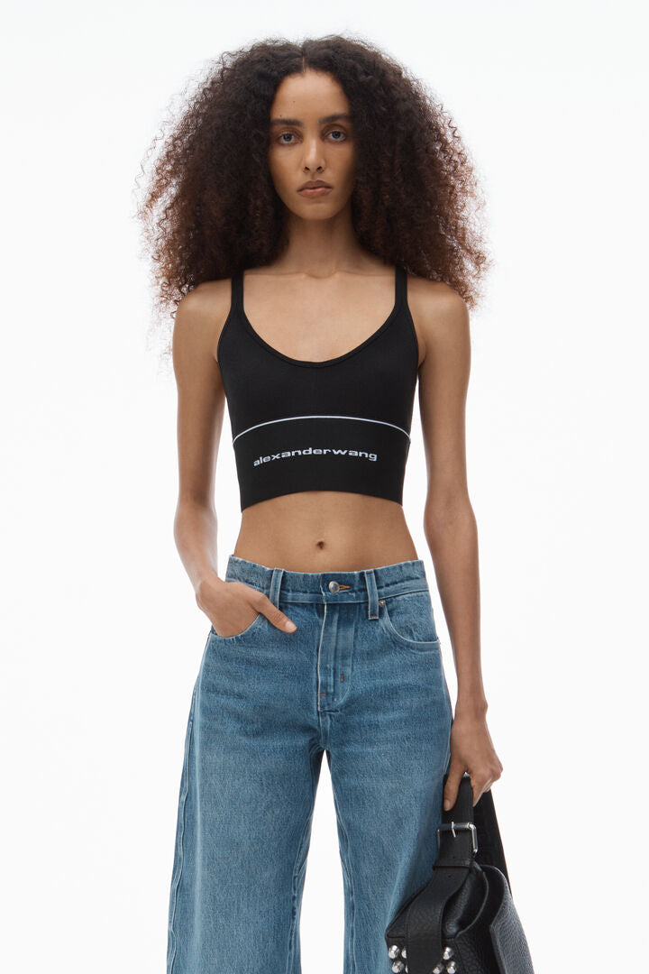 Cropped sports bra or fitted tank top